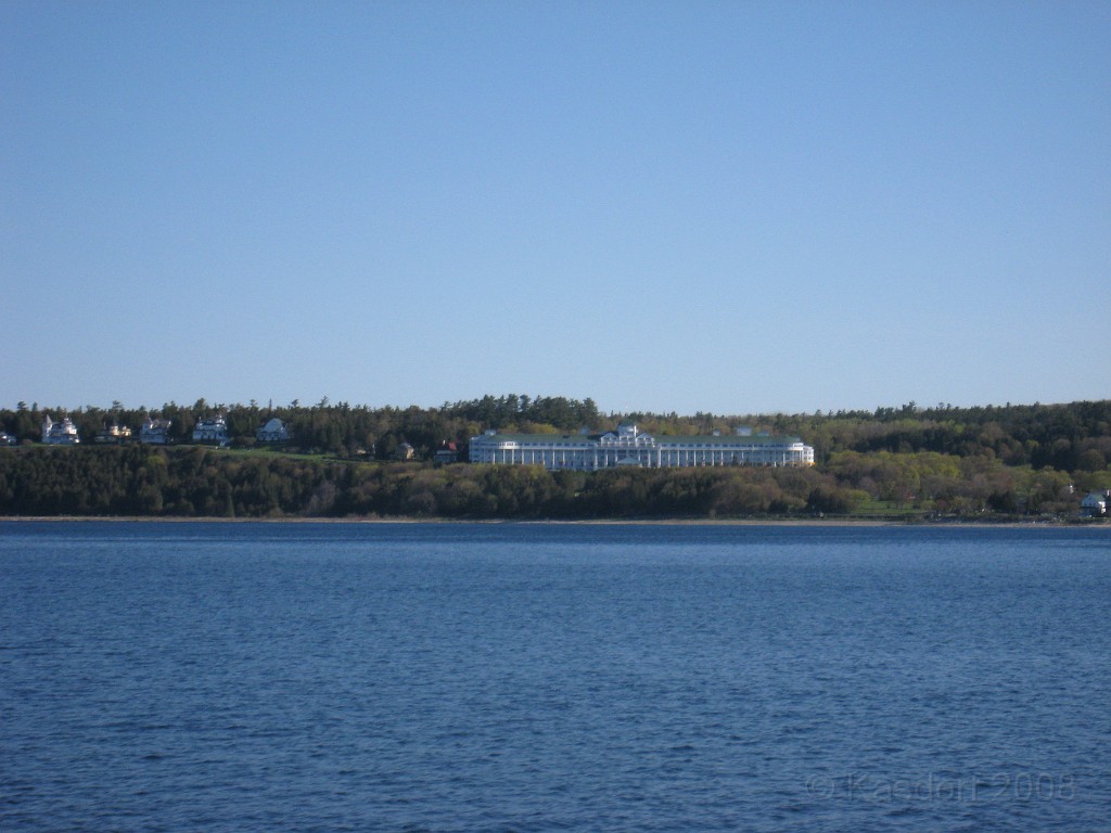 Mackinaw Island Area May 2008 0175.jpg - The first view of the Grand Hotel on Mackinac Island.